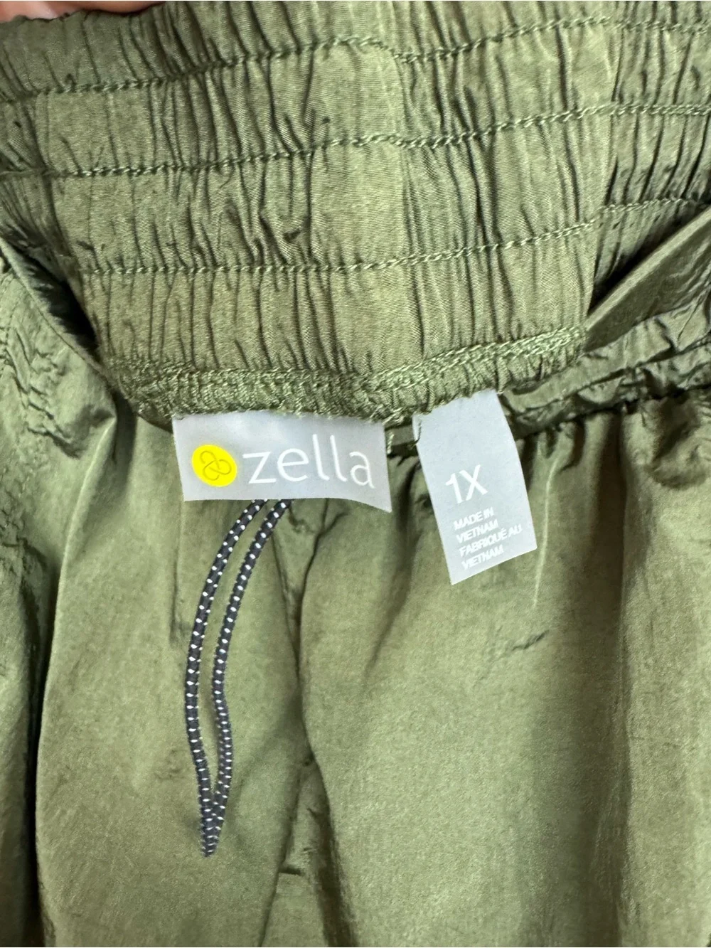 NWT Zella olive green windbreaker jogger pants sz 1X